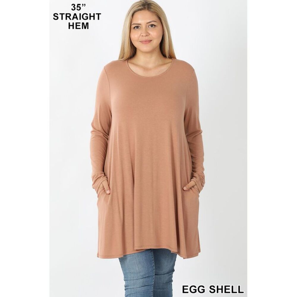 World of Leggings Long Sleeve Plus Size Swing Tunic with Pockets